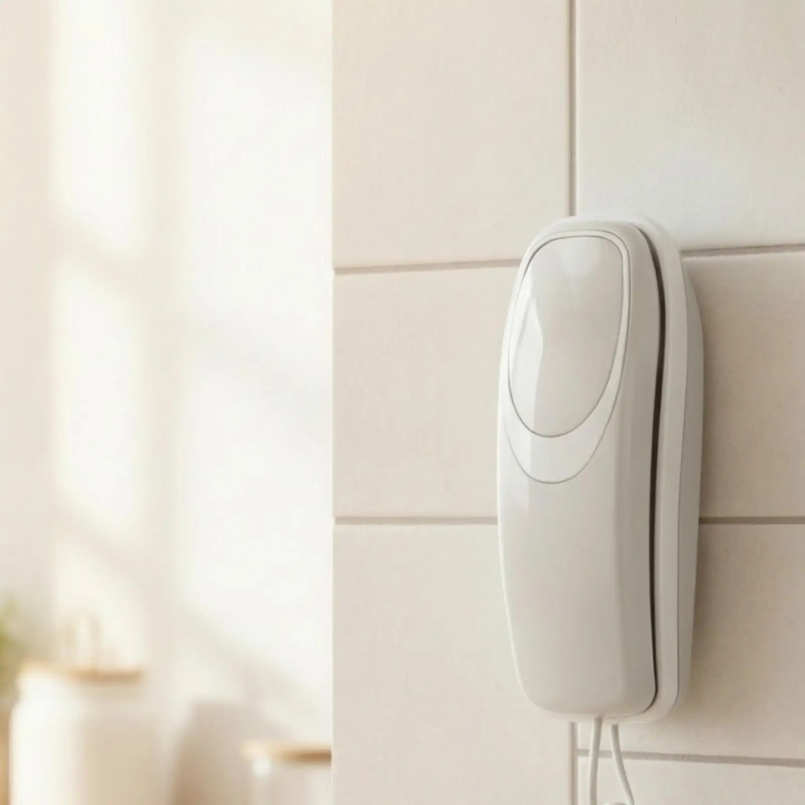Space Saving Wired Wall Phone for Humid Environments Basic Corded Telephone with Raised Handset Design
