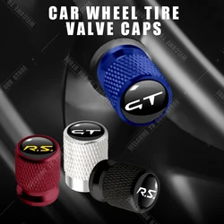 Car CNC Aluminum GT RS Emblem For Megane Kadjar Clio Logan Arkana Sandero Vel Duster 4pcs Tire Valve Air Port Stem Cover Caps