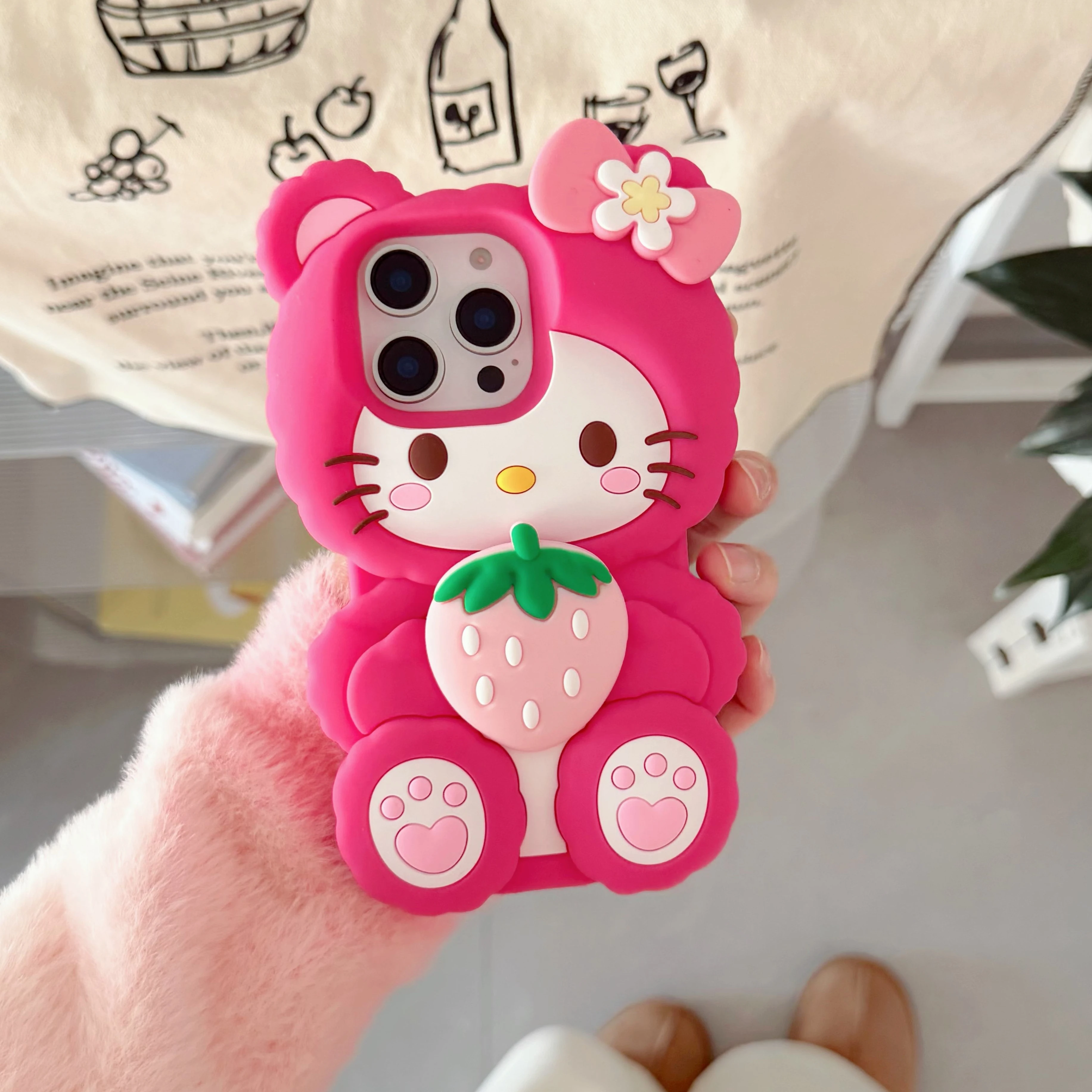 Cute 3D Hug Strawberry Hello Kitty Case For iPhone 15 14 13 16 17 Pro Max 16 Plus Standable Soft Silicone Shockproof Phone Cover - AliExpress 202192403 Cute 3D Hug Strawberry Hello Kitty Case For iPhone 15 14 13 16 17 Pro Max 16 Plus Standable Soft Silicone Shockproof Phone Cover - AliExpress 202192403