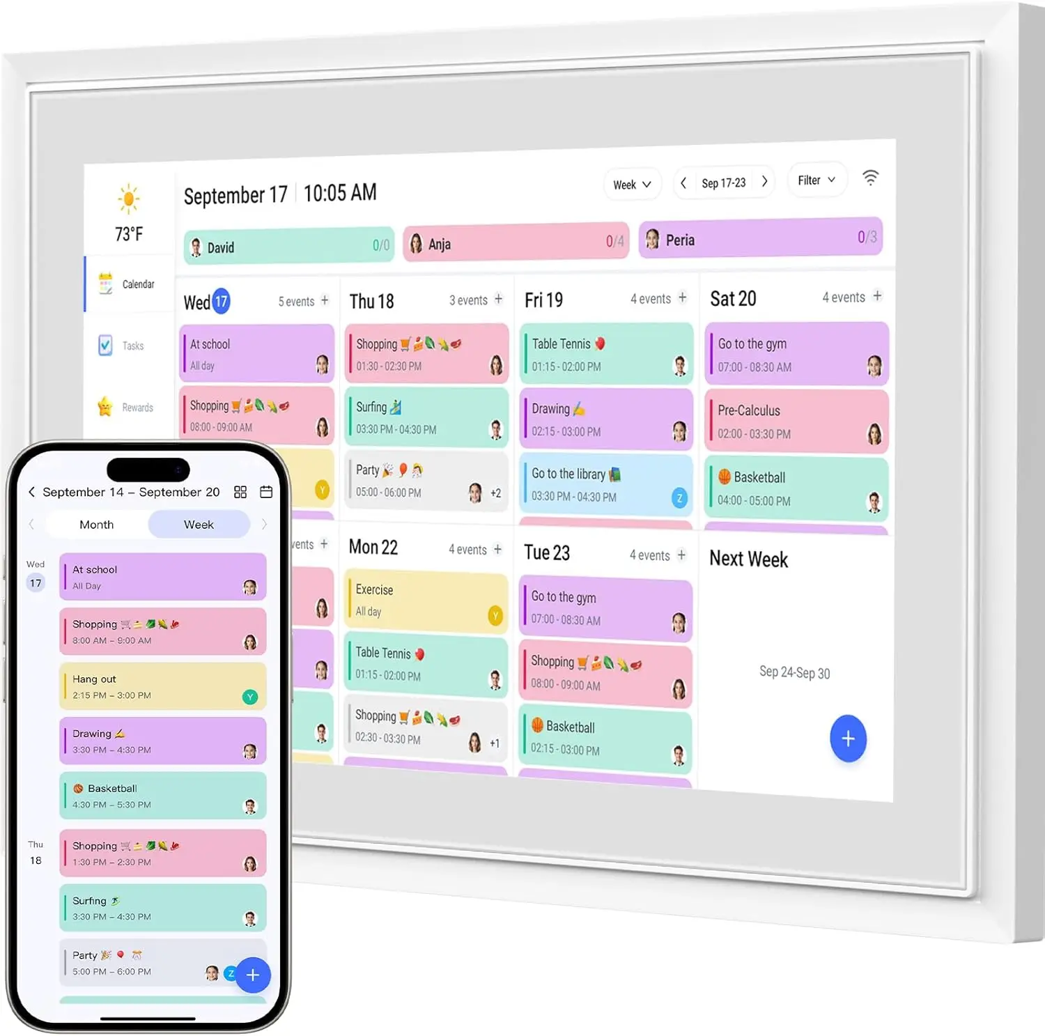 

10.1 Inch Smart Digital Calendar with Touch Screen, WiFi App Control, AI Meal Planner, Chore Chart & Photo Sharing