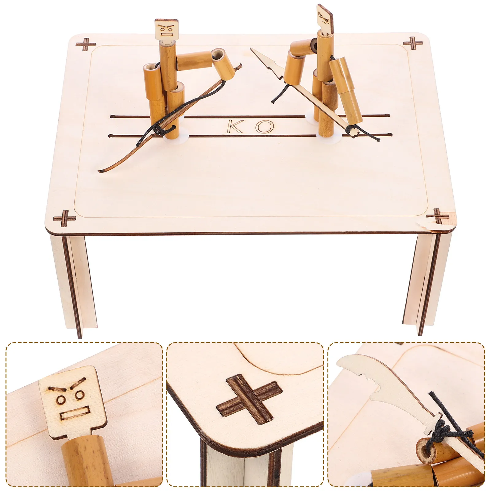 

1Set Bamboo Puppet Kit DIY Fighting Game with Flexible Joint Wooden Pk Table Enhances Creativity Problem Solving Cognitive