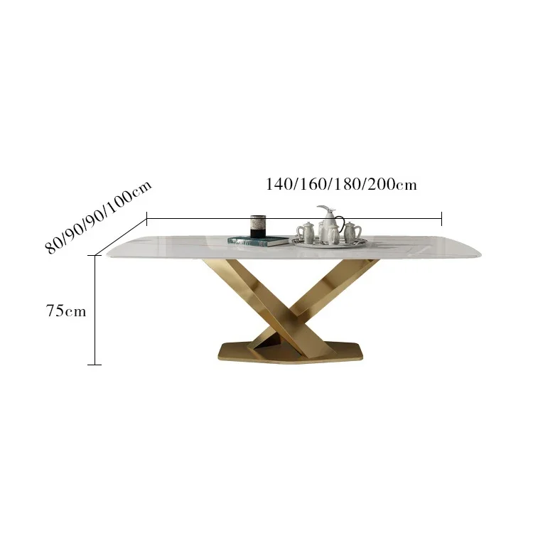 Minimalist and Luxurious Rock Plate Dining Table, Modern and Minimalist Household Size Rectangular Marble Chair Combination New