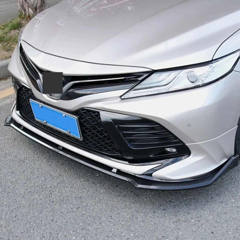 For 2018-2020 Toyota Camry Deluxe Edition Front Bumper Spoiler Lip Splitter Body Kit Glossy Black Carbon Fiber Look