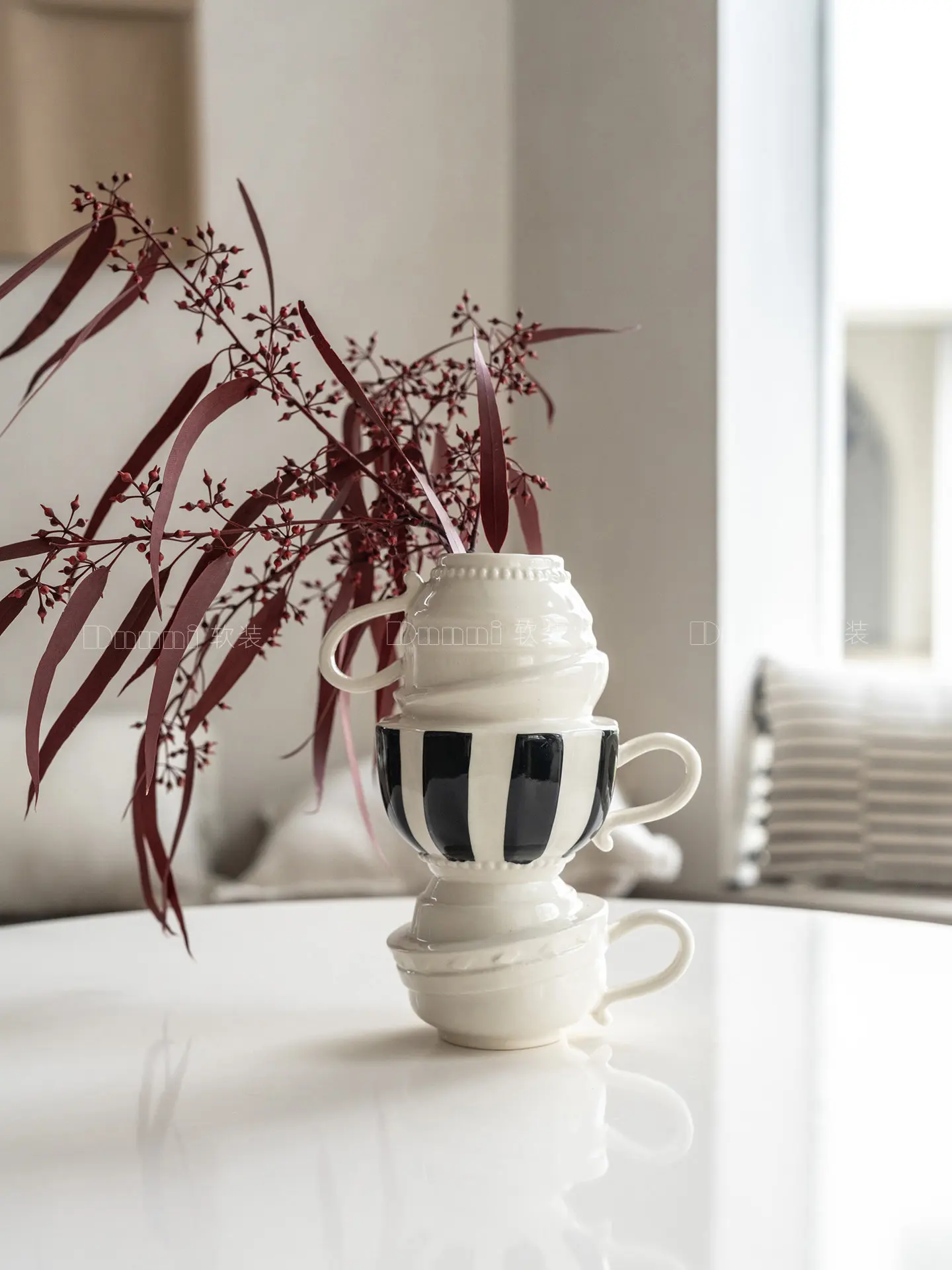 Ornament coffee Cup Flower Ware Ceramic Advanced Sense Hydroponic Flower Arrangement Living Room Decoration Ornament Niche