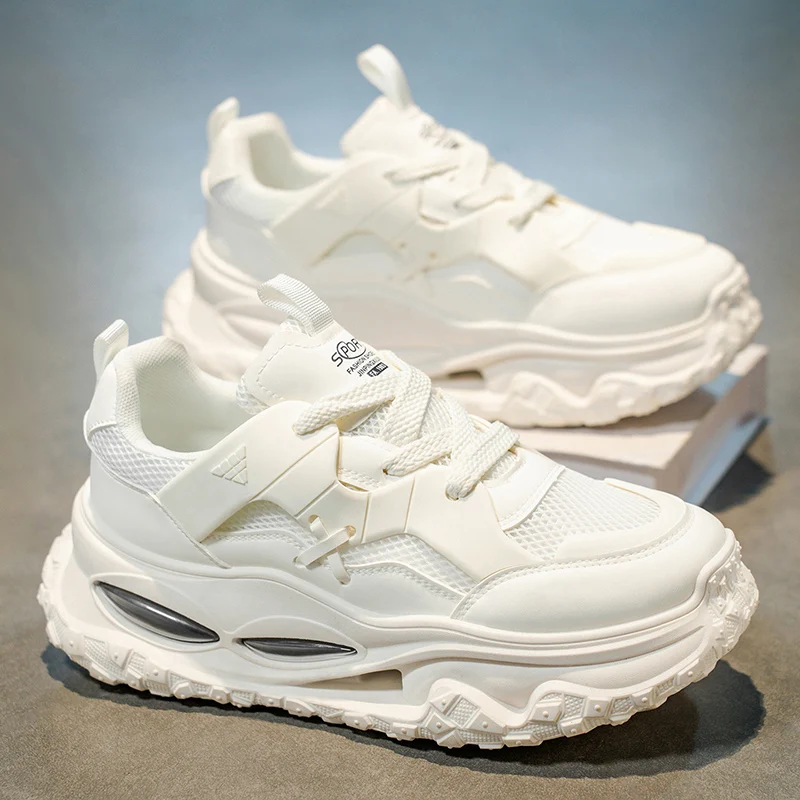 

Sports and leisure shoes, men's shoes, marathon oversized air cushioned shoes, fly woven all season rubber, wear-resistant, anti