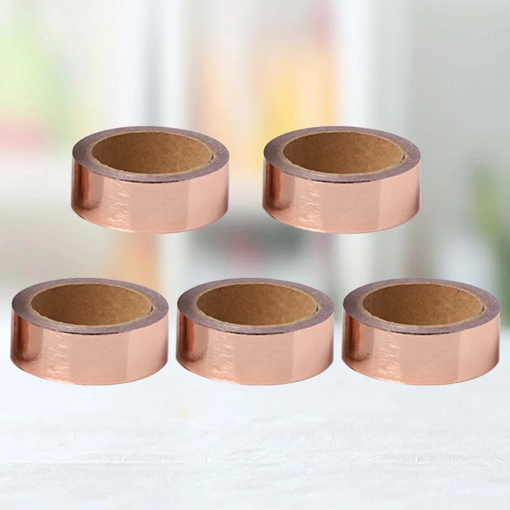 5pcs Gold Set For Diy Scrapbook Calendar Masking Gift Wrapping Paper Masking Tape Set Tape Decoration Tapes Stickers