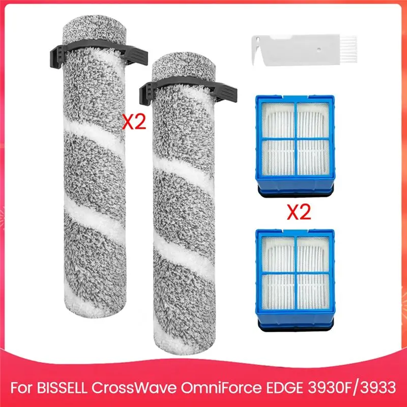ABVJ-Brush Rolls & HEPA Filters Accessories Kit For BISSELL Crosswave Omniforce EDGE, 3930F/3933 Cordless Vacuum Parts