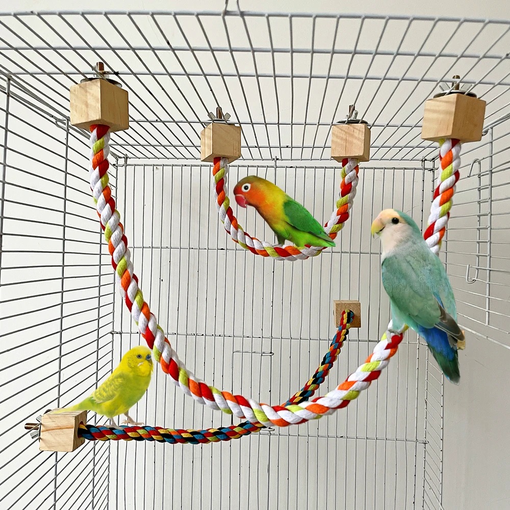 

Bird Rope Perche Bendable Climbing Standing Chew Cage Toys for Cockatiels Lovebird Parakeet Budgies Sugar Gliders Hemp Swing