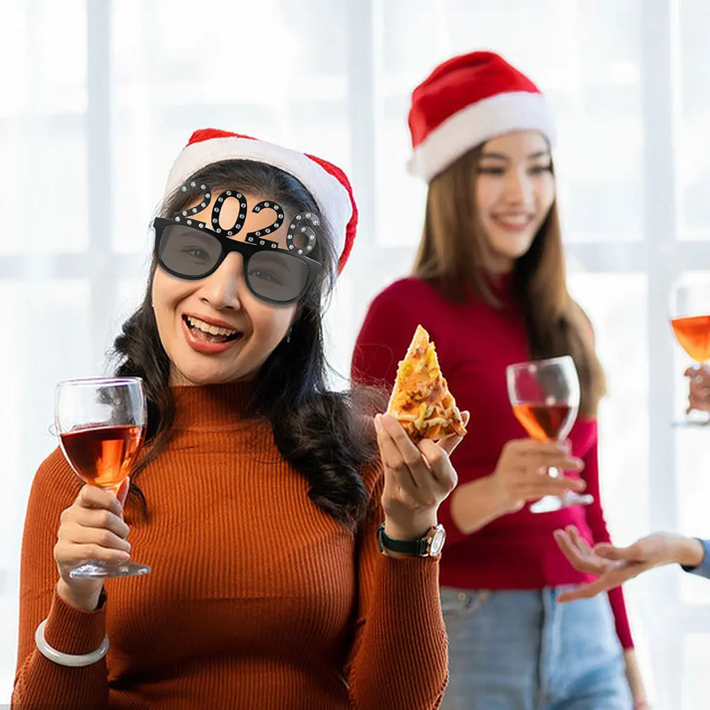 

4 Pcs Party Decoration Glasses Plastic New Years Eve Decorative Mirror Happy Eyeglasses