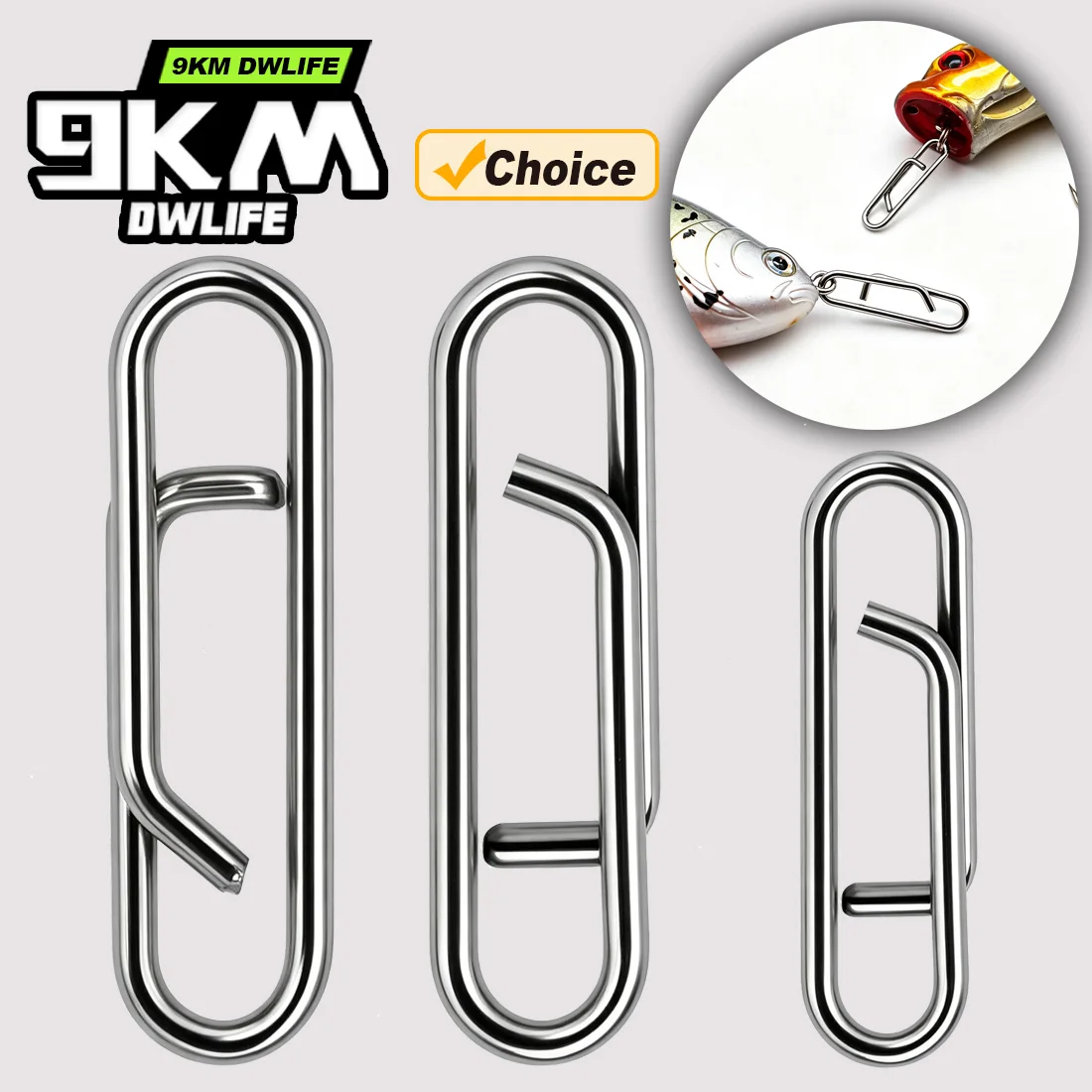9KM 100 Stück Power Clips aus Edelstahl, Schnellwechsel-Köderverbinder, Schnellverschluss-Clips für Salz- und Süßwasser