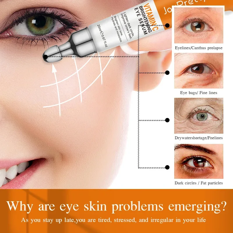 5pcs JoyPretty Vitamin C Eye Cream Brightens Hydrates & Fades Fine Lines removes dark circles&bags under the eyes