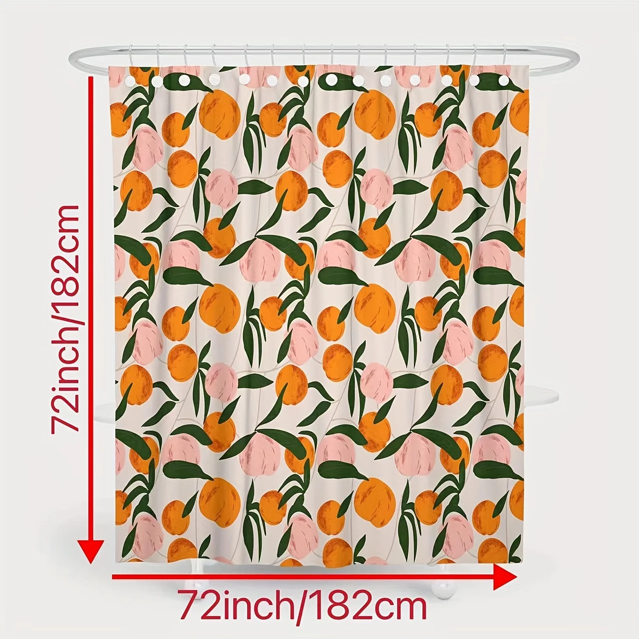 Decorate your bathroom with this vibrant orange apple shower curtain with hooks!