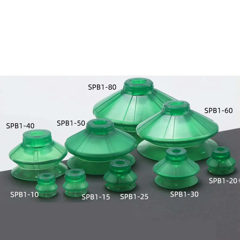Pneumatic Ripple Vacuum Suction Cup SPB1-10 20 25 30 Large Power Green Silicone Sucker Injection Molding Robot Automation Tools