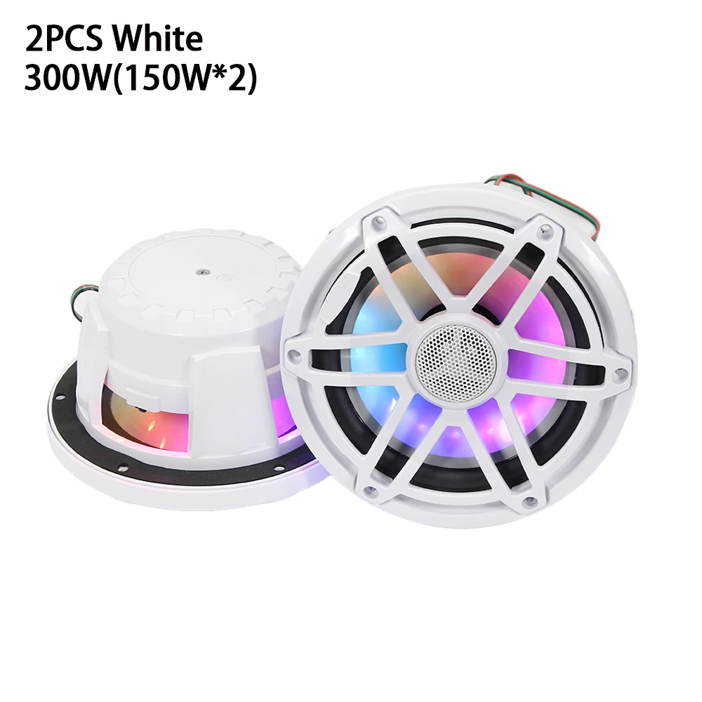 2 Stuks 300W 6.5 Inch Marine Speaker Met Rgb Verlichting Waterdichte IPX67 Luidsprekers Voor Jachten Golfkar Rv Atv Utv sauna Motorboot