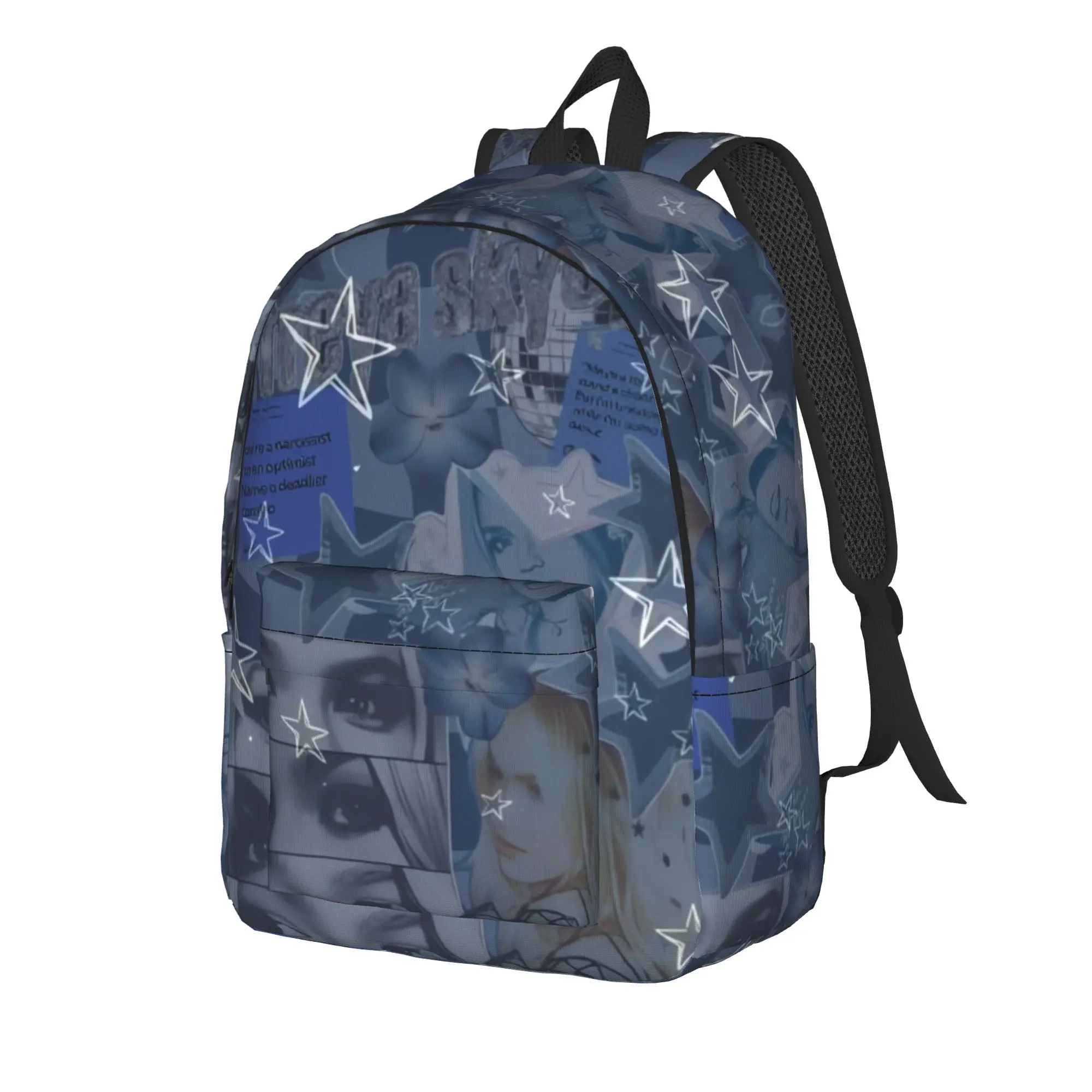 Grey Blue Retro Collage Freya Skye Backpack  Streetwear Backpacks Student Unisex Outdoor Pattern School Bags Design Rucksack