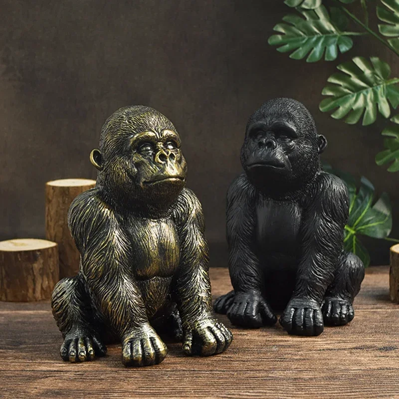 Resin Retro Gorilla statue chimpanzee figurines interior decor accessorie home office tabletop collection Object Item