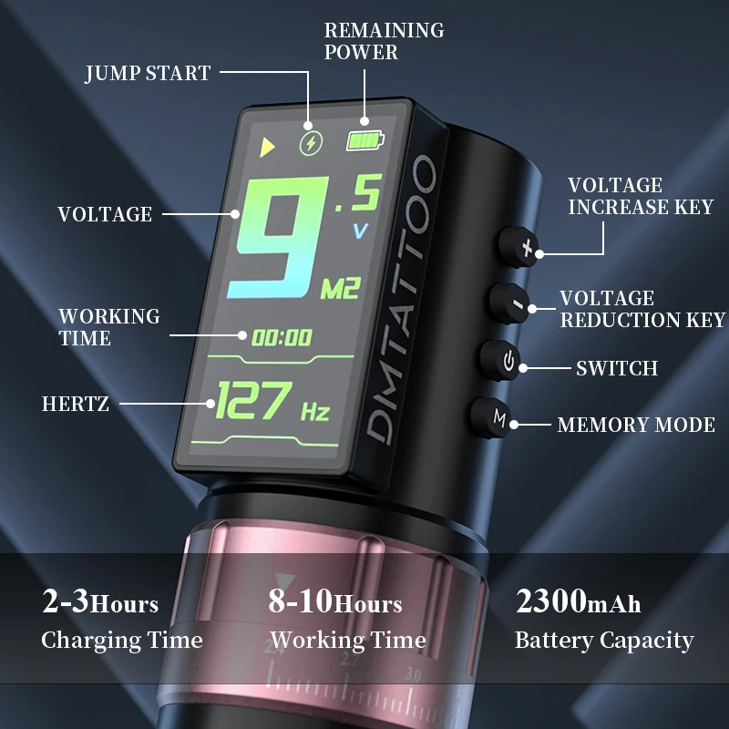 DM Venom 2.4-4.2mm Stroke Wireless Rotating Tattoo Machine Kit 2300mAh Battery OLED Color Display Suitable for Tattoo Artists