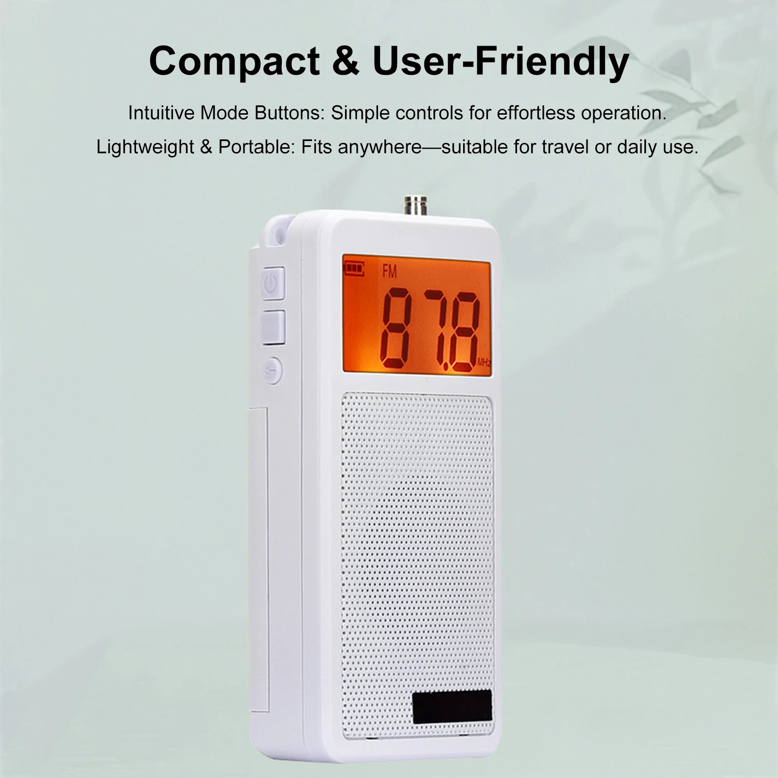 Portable AM/FM Radio with 100 Station Memory Two-Band Radio with LCD Display Headphone Built-in Speaker Sleep Timer