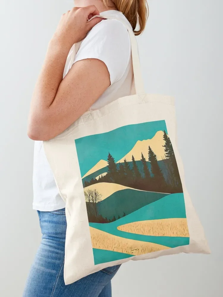 Serene Slopes: Abstract Mountain Landscape Tote Bag shopper bags for women custom bags tote bag men Women's shopper bag