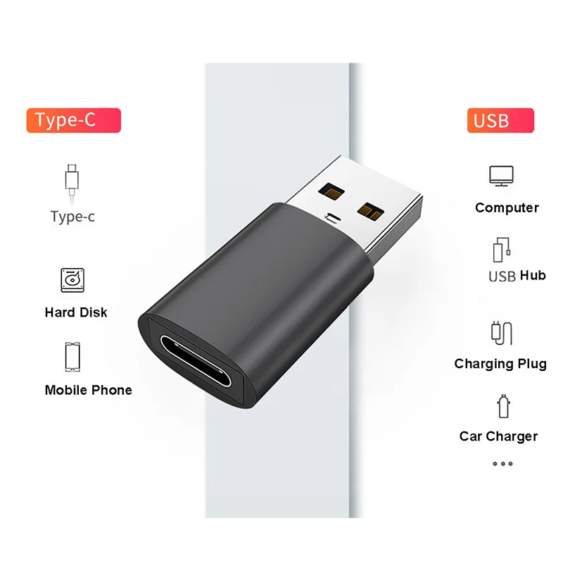 Type C to USB3.0 Data Transfer Charging Adapter Male to Female Plug Converter ABS Aluminum Phone Power Charger Adapter for PC