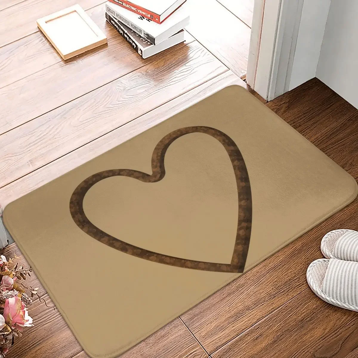 

Brown Glitter Heart Doormat Rug Carpet Mat Footpad Non-slip Sand Scraping Front Room Corridor Kitchen Bedroom Balcony Toilet