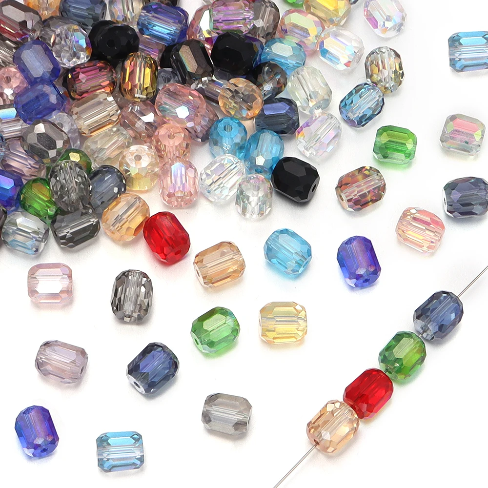20pcs 8mm Cylindrical Faceted Crystal Beads Round Barrel Glass Loose Bead For Jewelry Making DIY Necklace Bracelet Accessories