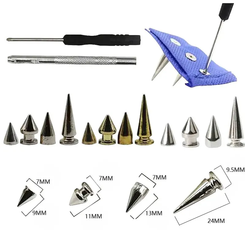 180/80 set rivetto Punk vite borchie posteriori e Kit di punte con strumenti cono proiettile artigianale in pelle fai da te per bracciale collare