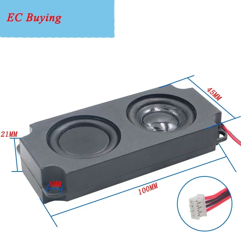 1Pair Audio Portable Speakers 45100 10045 LED TV Speaker 8 Ohm 5W Double Diaphragm Bass Computer Speaker DIY For Home Theater