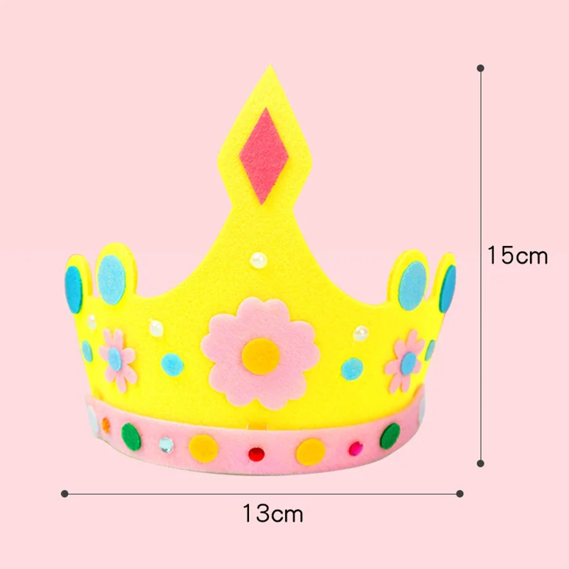 4Pcs Birthday Crown Hat Baby Crafts DIY Material Kid First Non-woven Birthday Hat Decoration Prince Princess Party Decor Toys