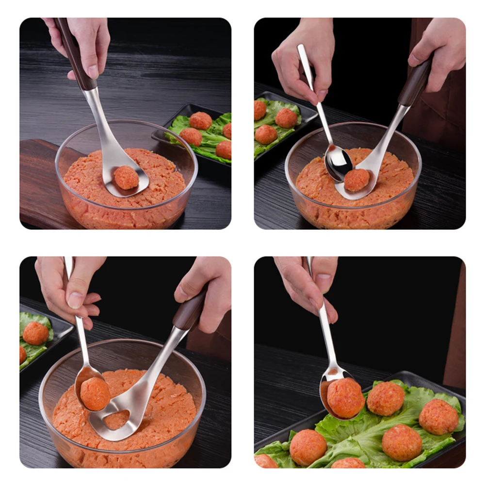 

Stainless Steel Meatball Maker Metal Tool for Home Kitchen Shrimp Balls Easy Clean Hygienic Long Handle Space Saving