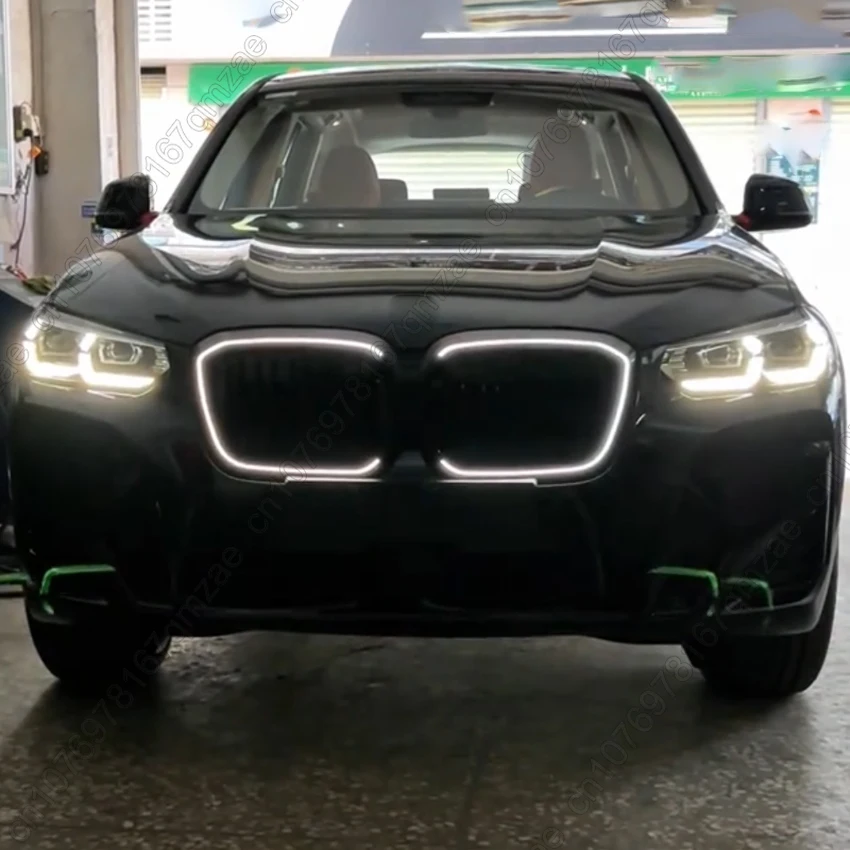 For BMW X5 G05 X5M X5 M F95 2019-2023 Front Bumper Kidney Racing LED Grille Glossy Black Car Single/ Double Slat Grill
