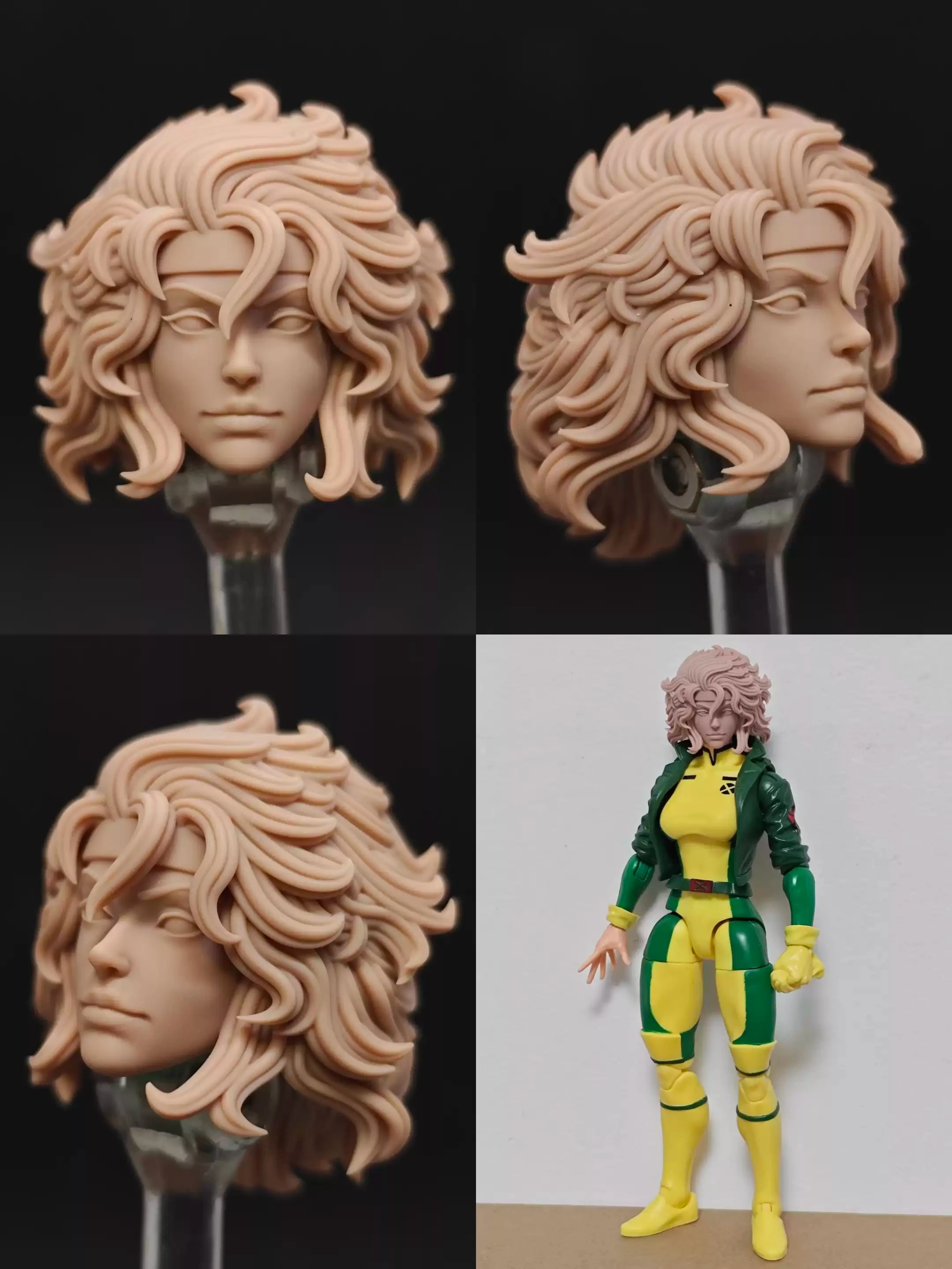 منحوت برأس خارق ، شعر مجعد ، كتم صوت أنثى X-Men ، X-Men ، رأس ، جسم ، جندي ، مقياس ، مصنوع يدويًا ، شكل حركة 6 بوصة