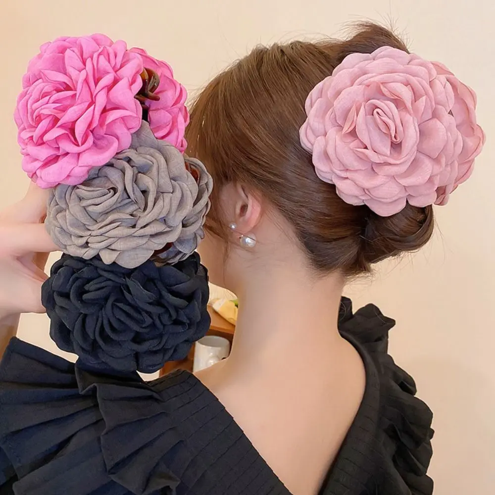 Sweet Cloth Flower Hair Claw Hair Ornament Hair Accessories Large Hair Claw Headdress Flower Hair Crab Clip Daily