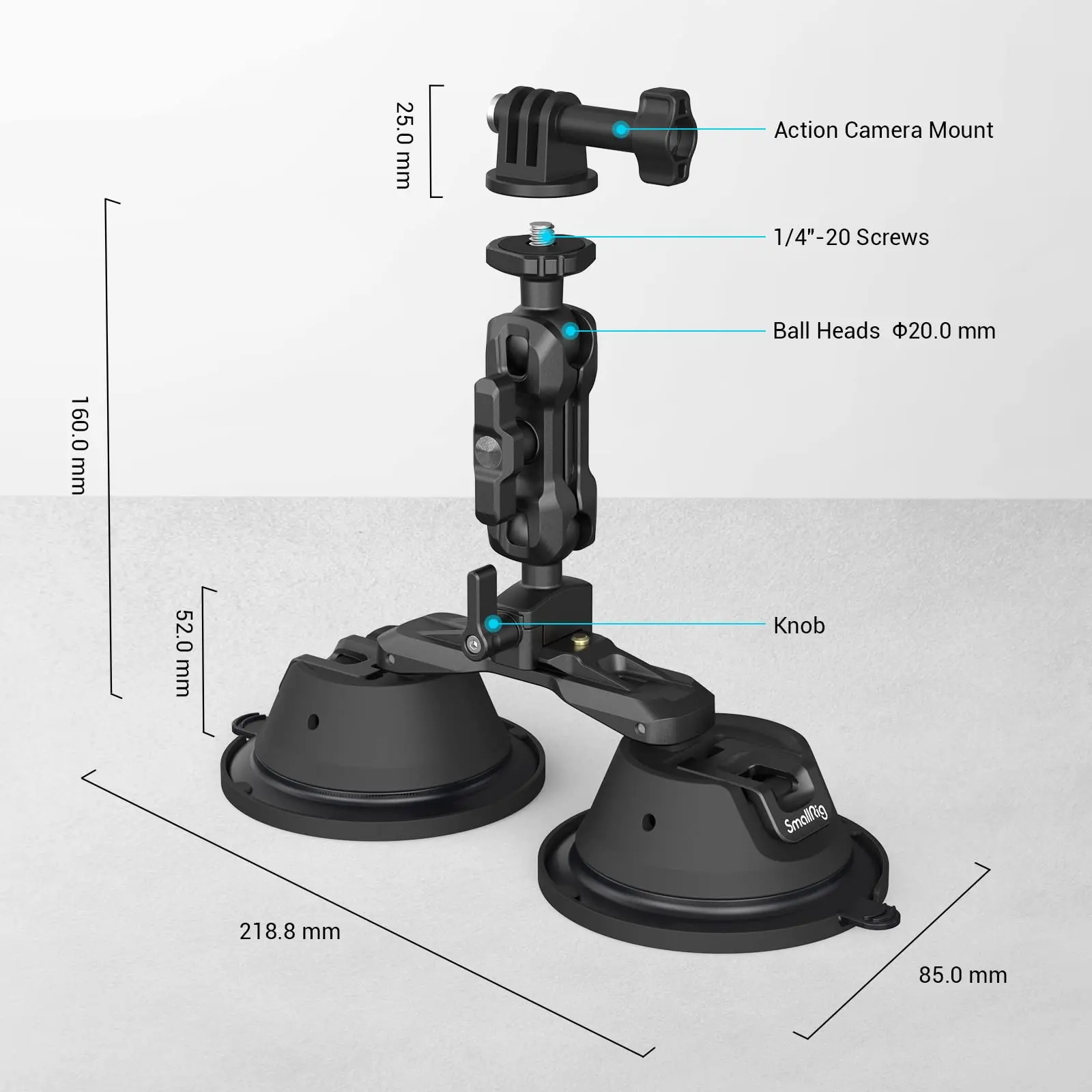 SmallRig Suction Cup Mount for GoPro Action Camera Holder on Car Window, Windshield for Sony DLSR Vehicle Shooting Vlogging 3566