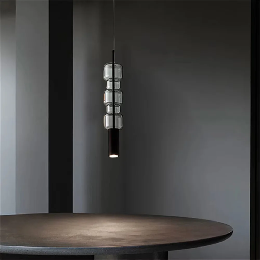 Postmodern Designer Transparent Glass Led Chandeliers For Restaurant Bar Clothing Store Luxury Indoor