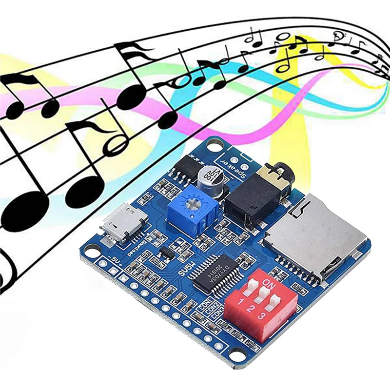 2X DY-SV5W Voice Playback Module For MP3 Music Player Voice Playback Amplifier 5W SD/TF Card Integrated UART I/O Trigger-New