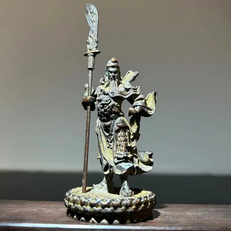 

Chinese antique alloy copper Guan Gong statue ornament Wu Caishen Feng Shui wealth auspicious desktop ornament handicraft