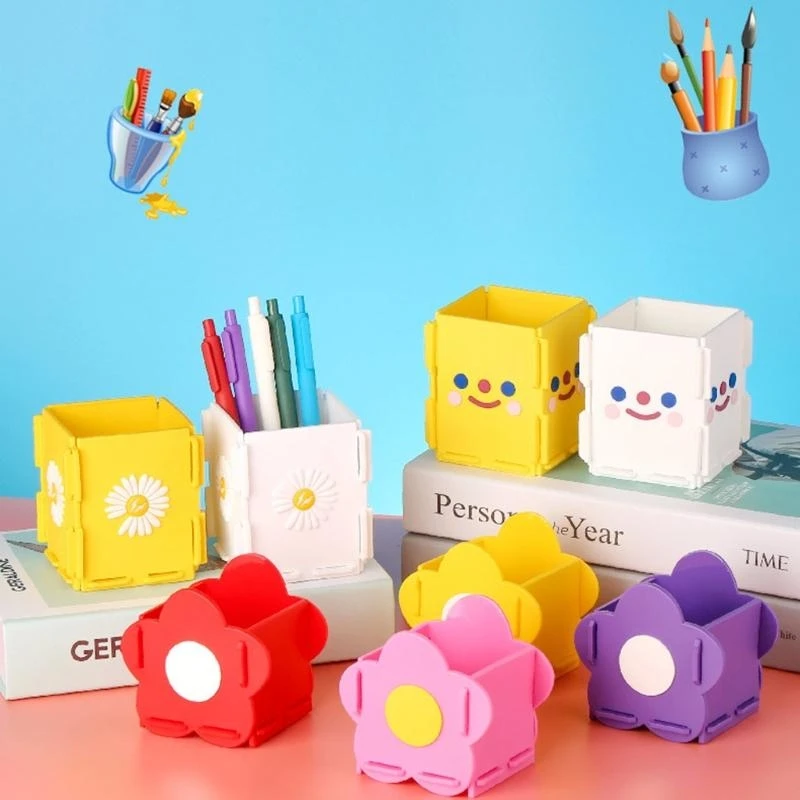  Student Stationery Holder Lovely Flower-shaped Desk Pen Holder Large Capacity Home/Office/School Supply