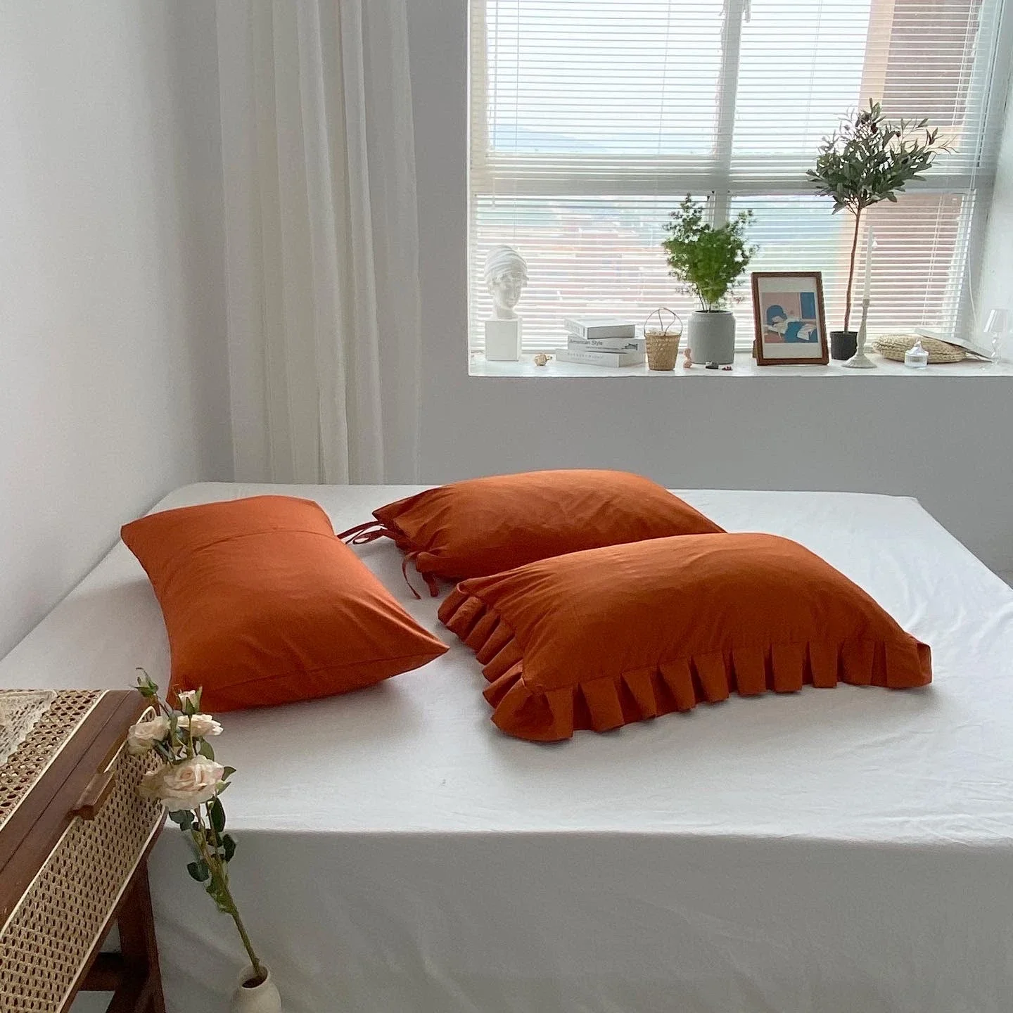 1pc INS Super Soft Comfortable Cotton Pillowcase Version Envelope Style Pillowcase Lace Lace Bow Pillow Cover 48x74cm