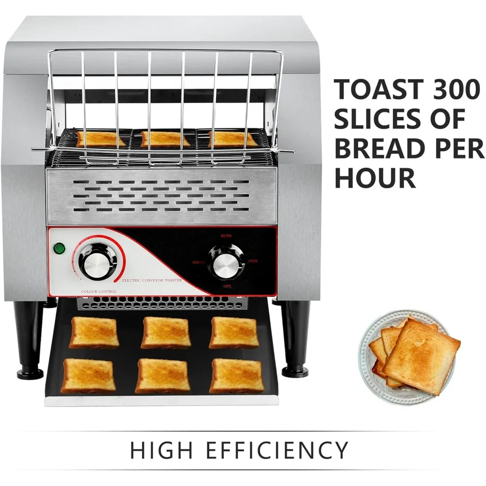 Commercial Toaster, Electric Stainless Steel Toasters 300 Slices/H 2.2KW Countertop Toaster