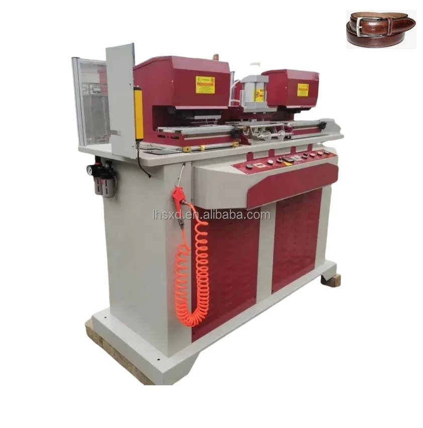 Double Heads Hydraulic Leather Belt Punching Machine for Belt Making Shoulder Belt Crafting Tool for Men Women DIY