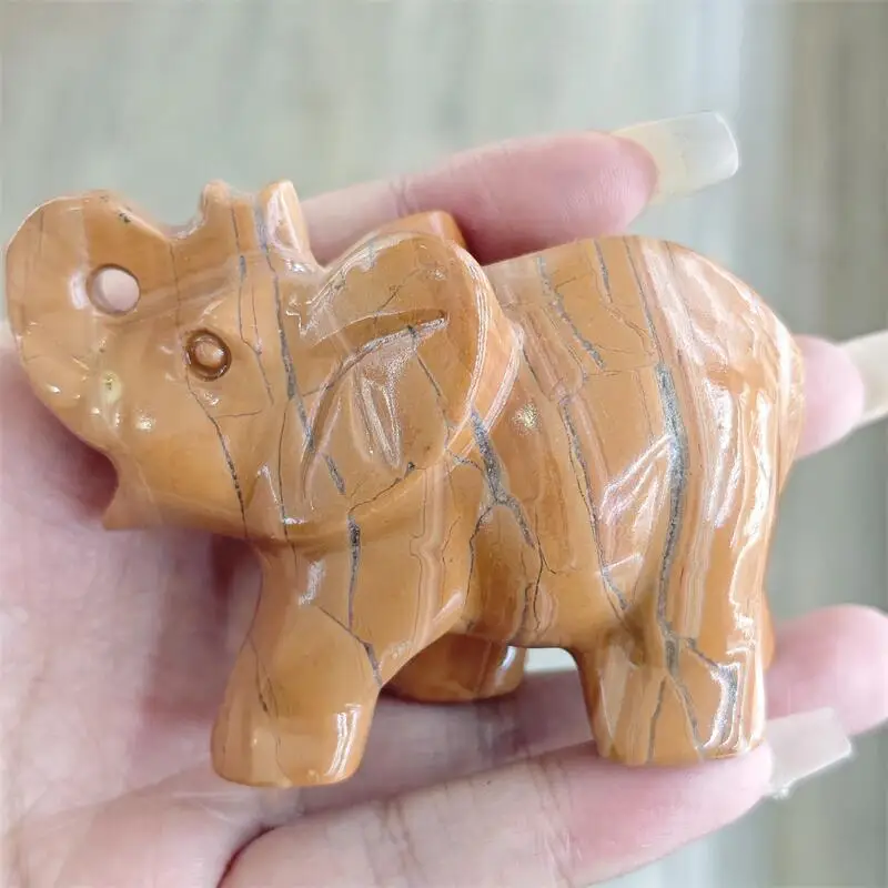 

Natural Red Jasper Elephant Carving Crystal Healing Reiki Halloween Gift Festival Craft For Decoration 1pcs