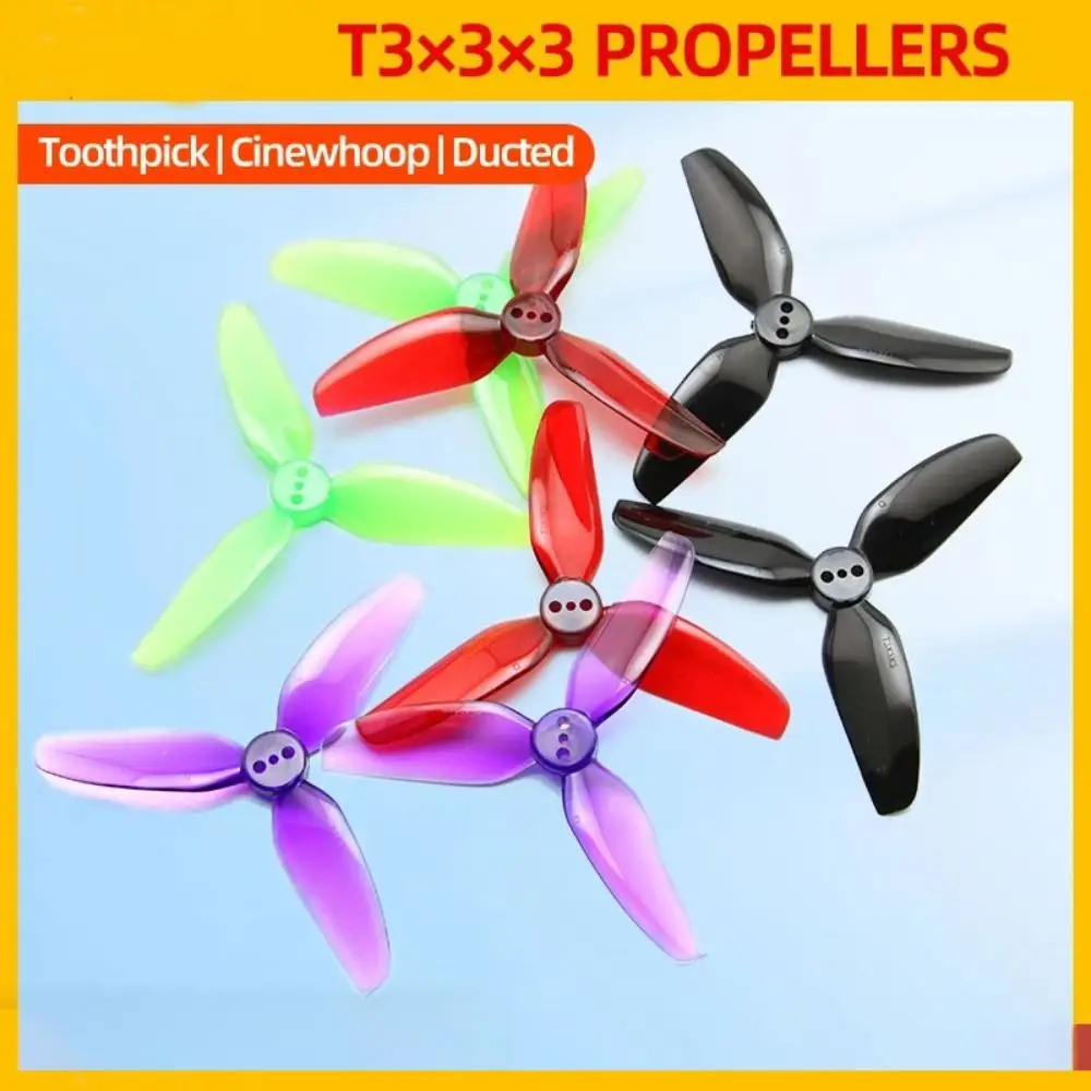 2 Paar neue PC-Requisite T3X3X3 Propeller 3 Klingen sturzsicher 3030 3-Blatt-Requisiten 3 Zoll Zahnstocher Cinewhoop Kanaldrohne CineLog