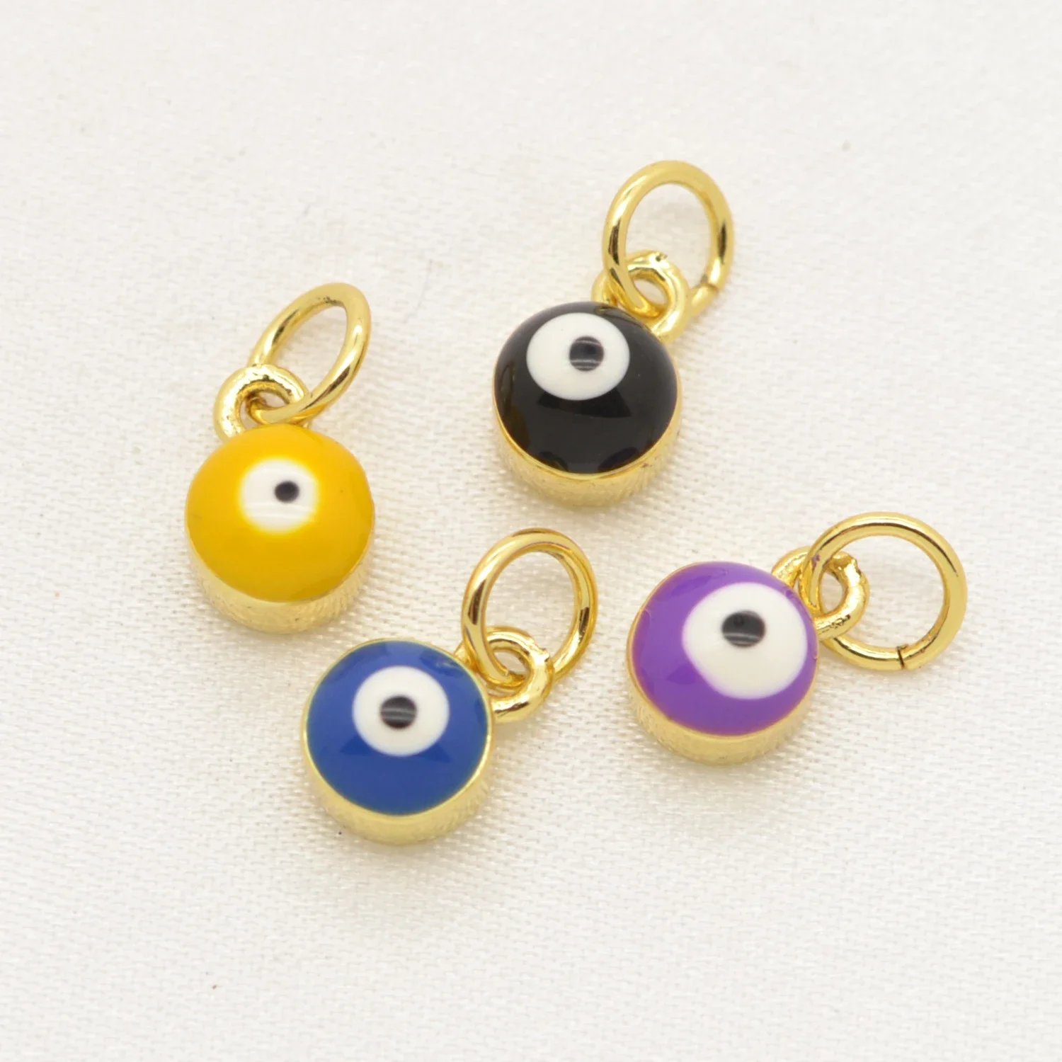 20 Pcs Devil Eye Colourful Enamel Mini Pendant Diy Bracelet Earrings Necklace Making Accessories Copper Plated Jewelry Wholesale