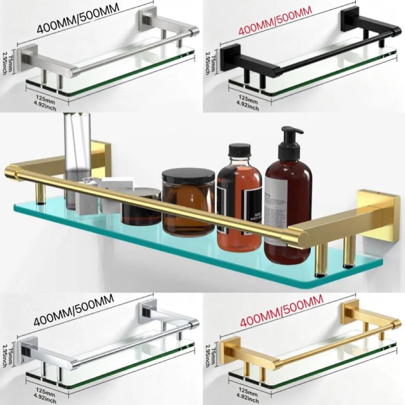Glass Shelf Bathroom Items Bore Storage Shower Organiser Accessories Organizers Wall Shelves Hardware Fixture Home Improvement