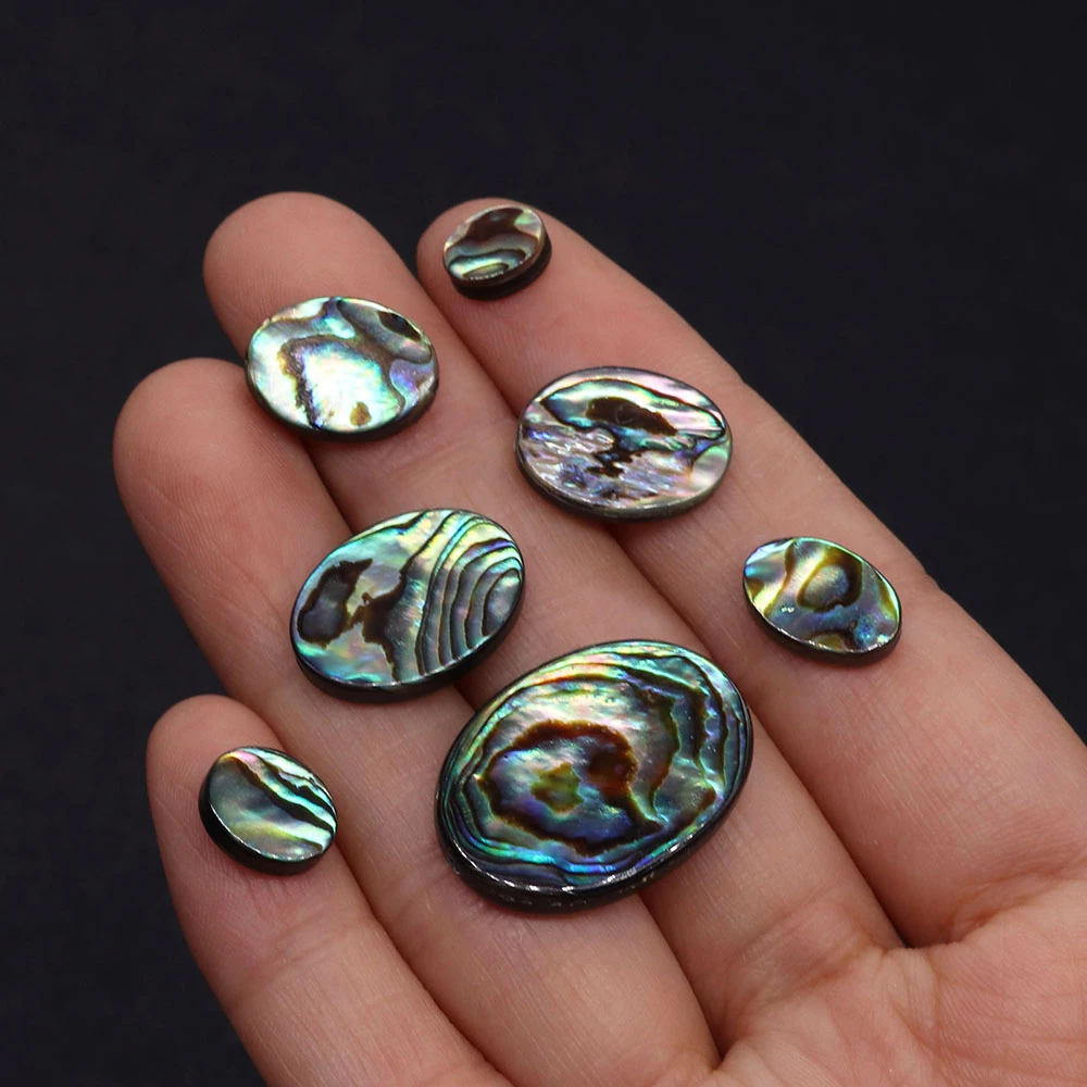 Natural Abalone Shell Oval Loose Beads for Fashion Jewelry Making DIY Earrings Necklace Bracelets Egg-shaped Charms Accessories