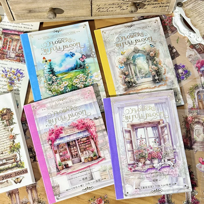 

20sheets Spring Flower Pavilion Kawaii Ins PET Stickers Book DIY Diary Scrapbook Planner Handbook Aesthetic Stickers