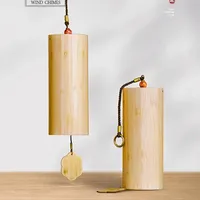 Hluru Bamboo Windchime Furin Wind Chime 8 Notes Rod Chord Crafted Bell for Outdoor Garden Decor Patio Home Zen Decoration