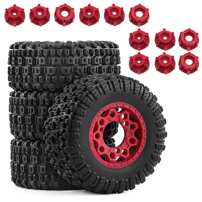 1/10 Short Course Truck Wheel & Tire Set with Multi-Hex Adapters (12mm/14mm/17mm) - for ARRMA Senton/TRX Slash RC Car