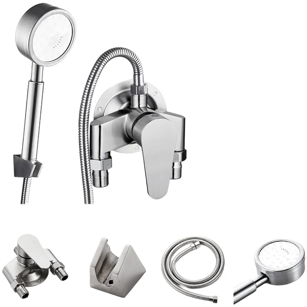 304 Stainless Steel Exposed Triangle Shower Mixing Valve Hot Water Controller Leak Resistant Bathroom Shower Plumbing Fitting